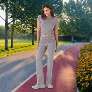 Ropa Deportiva para Mujer, Camiseta de Yoga sin Costuras de Color Sólido, Manga Larga, Top Corto para Entrenamiento, Secado Rápido, Transpirable, Conjuntos de Yoga - Product Image 2