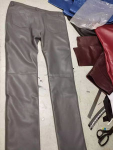 Genuine Leather Gray Pant Trouser for <b>Men</b> USA Fashion Streetwear Style <b>Slim</b> Lose Fit <b>Jeans</b> Pants - Product Image 6