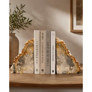 Premium Petrified Wood <b>Bookends</b> Natural Fossil Stone Decorative <b>Bookends</b> - Product Image 2