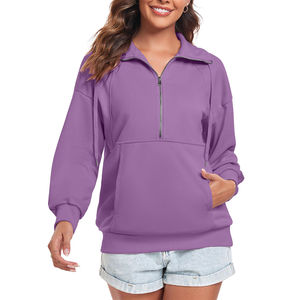 Sudaderas de Forro Polar Extra Grandes para Mujer, con Media Cremallera Frontal, Logotipo, Resistentes a las Arrugas, Transpirables, para Invierno - Product Image 3