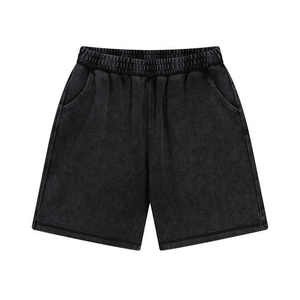Pantalones Cortos Deportivos de Algodón con Logotipo Personalizado de Alta Calidad, Bordado Desgastado, Efecto Deslavado, Borde Crudo, Lavado Ácido, Secado Rápido y Transpirables para Hombre - Product Image 1