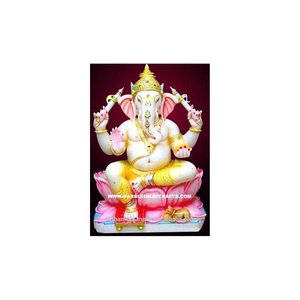 Statue fantaisie Ganesha en marbre blanc indien, Statue - Product Image 5