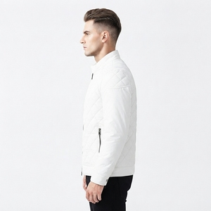 Men's <b>Quilted</b> Bomber <b>Jacket</b> Diamond <b>Pattern</b> Full Zip Lightweight Casual <b>Jacket</b> - Product Image 3