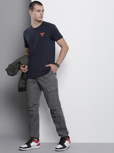 Pantalon cargo gris pour homme, taille élastique avec cordon de serrage, plusieurs poches, style décontracté, toile respirante, style printemps, pantalon cargo personnalisé - Product Image 3