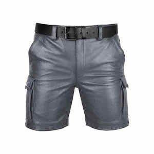 Custom Waist Size Available <b>Men's</b> <b>Leather</b> <b>Shorts</b> OEM ODM <b>Men</b> Breathable <b>Leather</b> <b>Shorts</b> Real <b>Leather</b> Slim Fit Gym <b>Short</b> - Product Image 1