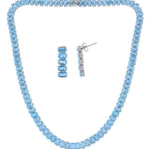 Blue Topaz <b>Necklace</b> <b>Set</b> in 92.5 Sterling <b>Silver</b> KLSS-40246 - Product Image 1