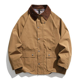 Men's Hooded <b>Canvas</b> Shirt <b>Jacket</b> with Front Logo Workwear Style Single Breasted Zipper Closure Regular Fit Winter Wear - Product Image 2