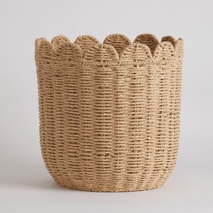 Panier rond en jonc de mer avec bordure en forme de coquille, panier de rangement fait main, vente en gros, écologique, fabriqué au Vietnam - Product Image 6