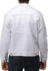 เสื้อแจ็คเก็ตยีนส์สีขาวสำหรับผู้ชาย ปกคอปกติ ติดกระดุม สไตล์ลำลอง ทรงเข้ารูป ผ้าฝ้าย 100% เสื้อแจ็คเก็ตยีนส์ลำลองสำหรับขาย - Product Image 5