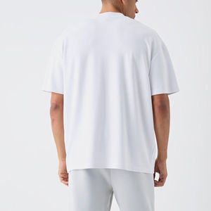 Nouveaux T-shirts pour hommes de style hip-hop surdimensionnés à la mode, épaules tombantes, col rond, manches courtes, amples, 100% coton, grande taille - Product Image 5