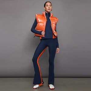 Gilet bouffant en toile moderne sans manches, étanche, fermeture éclair, col montant, logo avant, décontracté, durable, parfait, évasé, toute tenue unisexe - Product Image 1