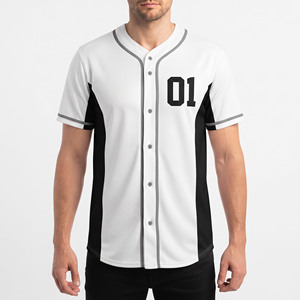 เสื้อเบสบอลผู้ชายแบบกระดุม คอวี แขนสั้น ผลิตจากโพลีเอสเตอร์ 100% - Product Image 6