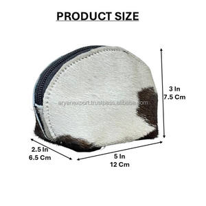 Monederos de cuero genuino de vaca hechos a mano de primera calidad, nuevos monederos de cuero con pelo, bolsa suave con cremallera, cartera pequeña para uso diario de mujer. - Product Image 2