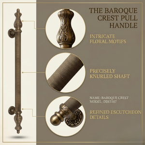 Manija de Puerta Resistente de Latón Sólido de Primera Calidad HI SAFE, 36 Pulgadas, Acabado de Latón Antiguo Moderno, para Entrada Exterior - Product Image 3