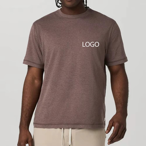 Camiseta Nueva de Color Marrón Jaspeado para Hombre con Logotipo Personalizado en el Pecho, Suave, Premium, Informal, de Cuello Redondo, para Uso Diario - Product Image 1