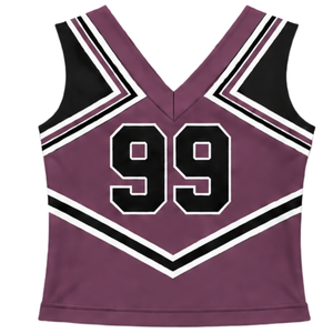 Haut d'uniforme de cheerleading bordeaux sans manches, col en V, pour femmes et filles, idéal pour les spectacles de danse d'équipe et les compétitions - Product Image 2