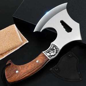 ขวานแคมป์ปิ้งอุตสาหกรรม ขวานเอาตัวรอด ใบมีดเหล็กกล้าไร้สนิม ขวานบุชคราฟท์สำหรับกิจกรรมกลางแจ้ง ปลอกไนลอน ด้ามไม้ อุปกรณ์แคมป์ปิ้ง - Product Image 2