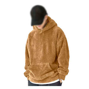 Sweat-shirt à capuche en molleton noir pour homme, épais et chaud pour l'hiver, couleur unie, manches longues, anti-boulochage, en polyester - Product Image 6