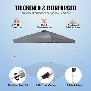 Tenda a baldacchino pop-up 3x3 m (10x10 ft) in PU 250D argentato impermeabile, portatile con borsa a rotelle e sacchi di sabbia - Product Image 3