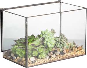 Terrario de Vidrio Irregular con Puerta, Maceta Geométrica para Suculentas, Maceta para Plantas, Maceta Pequeña para Bonsái, Recipiente para Reptiles - Product Image 2