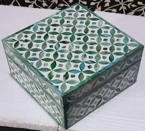 Handcrafted Bone Inlay <b>Black</b> White Geometric Storage <b>Box</b> Lockable Key Jewelry Organizer Keepsake Chest - Product Image 4