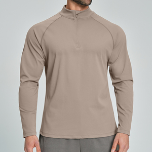 High Performance Men's Quarter Zip Sports Shirt | <b>Moisture</b> Wicking Long Sleeve Golf Pullover Front | Eco-Friendly Fitness - Product Image 4
