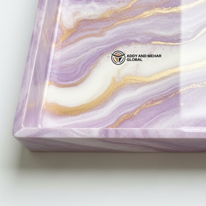 Luxury <b>Square</b> Lilac Resin Storage Tray Gold Vein Purple Marble Effect Decorative Platter for Coffee <b>Table</b> & Home Decor Gift - Product Image 5