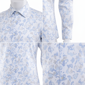 Camisa Casual con Cuello Mao, Impresión por Transferencia de Calor Personalizada Premium, 100% Poliéster Dobby, Transpirable, Ecológica, ODM - Product Image 4