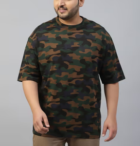 เสื้อยืดผู้ชายลายพรางทรงโอเวอร์ไซส์ ผ้าถักระบายอากาศได้ดี 100% ผ้าฝ้าย รับสกรีนโลโก้ ผ้าหนา 240 GSM แห้งเร็ว เหมาะสำหรับใส่หน้าร้อน - Product Image 1