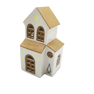 Farol de Cerámica Esmaltada con Diseño de Casa de Pueblo Nórdica para Navidad, Decoración de Mesa LED, Adorno Festivo al por Mayor OEM ODM - Product Image 4