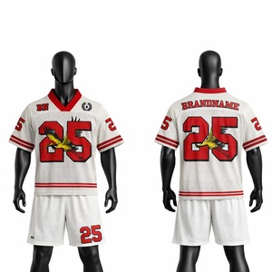 Ensemble maillot et short de football américain 100 % polyester, respirant, uniforme sportif personnalisé pour équipe sportive - Product Image 4