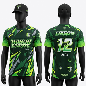 Maillot de Tir pour Homme en Tissu Polyester Respirant Premium Vert Noir avec Motif Éclair Néon Coupe Athlétique Sublimation Logo Personnalisé - Product Image 1