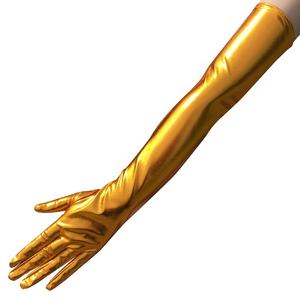 ถุงมือแฟชั่นสีทองเมทัลลิกสำหรับผู้หญิง ถุงมือยาวแบบโอเปร่า เงางาม เหมาะสำหรับงานปาร์ตี้ คอสเพลย์ การแสดง - Product Image 1