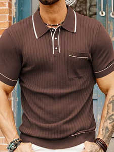Polo informal de verano de punto con botones para hombre, camisetas suaves de manga corta para hombre, Polo de punto para hombre, Polo de diseño personalizado - Product Image 6