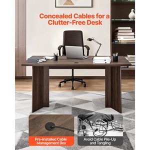 Scrivania Direzionale Moderna Grande Rettangolare, Capacità 250LB, Connessione Cavi in Legno, Resistente - Product Image 6