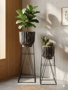MEHSAM EXPORTS Soporte Circular Decorativo para Plantas, Moderno, de Hierro con Recubrimiento en Polvo, Ecológico, Duradero, Ligero, con Orificio de Drenaje, Colgante - Product Image 1