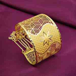 Wholesale 14K 18K 24K Dye Gold Plated Filigree Design Kada, <b>Fashion</b> Cuff <b>Bracelets</b>, Brass Cuff <b>Bangle</b> Traditional Design Jewelry - Product Image 1