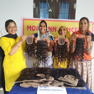 Cabello humano natural del templo indio de la Virgen al por mayor 4*4 Cierre estilo rizado del color negro con la onda de agua cruda sin procesar - Product Image 1