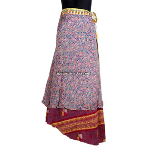 Beach Wear Vintage Silk Magic 38 Inch Length <b>Wrap</b> <b>Skirt</b> 2 Layer Reversible Magic Silk Saris <b>Wrap</b> Long <b>Skirt</b> Sexy Girls Long <b>Wrap</b> - Product Image 5
