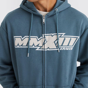 Sweat à capuche personnalisé de haute qualité, épais, brodé, imprimé, pour hommes, surdimensionné, avec fermeture éclair intégrale, hiver, logo personnalisé, pour garçons - Product Image 5