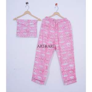 ชุดนอนหรูหราสุดฮิต เสื้อเชิ้ตแขนยาวพร้อมกางเกงขายาว ชุดนอนคุณภาพสูงสำหรับผู้หญิง ผ้าฝ้าย ชุดนอนแบบเซ็ต สามารถปรับแต่งได้ - Product Image 2