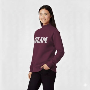 Womens Pink <b>Mock</b> <b>Neck</b> Sweatshirt Oversized Casual Fleece Pullover Winter Streetwear <b>Top</b> - Product Image 5