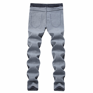 2026 Premium Men Slim Fit Stonewashed Denim Jeans Straight Leg Mid Waist Cotton Casual <b>Pants</b> Autumn Style - Product Image 2