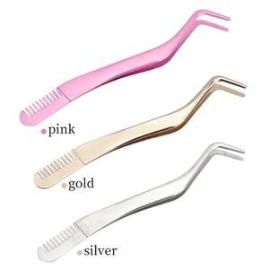 High Quality Beauty Eyebrow Comb Tweezers Stainless Steel Anti-Static Professional Lashes Extension <b>Makeup</b> <b>Tools</b> - Product Image 2
