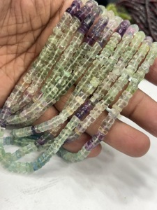 Cuentas de Piedras Preciosas de Alta Calidad para la Elaboración de Joyería, 17 Pulgadas, Fluorita Natural Multicolor, Forma de Neumático Heishi Lisa, Tamaño 6-7 mm - Product Image 2