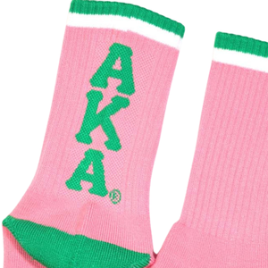AKA Pink Green Crew <b>Socks</b> Embroidered Athletic Knitted <b>Socks</b> Women Casual Comfortable Everyday Wear - Product Image 4