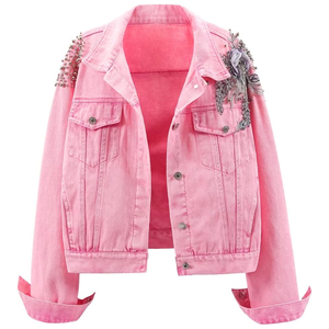 New Design Jeans Coats Button Pocket Men's Denim <b>Jacket</b> Autumn Winter Streetwear Clothing Men's Denim <b>Rhinestone</b> <b>Jacket</b> - Product Image 1