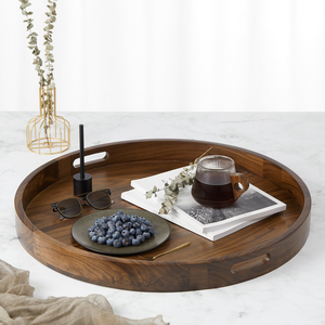 Traditional Luxury Natural Wood Serving Tray with Handles, Art Deco Decorative Design for Food Serving, Dining Table At Low Cost - Product Image 1