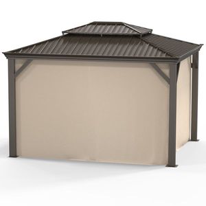 Gazebo Moderno 3x3,6m Impermeabile con Struttura in Metallo e Tetto Rigido a Doppia Falda per Esterni, Cortili, Ville e Parchi - Portatile - Product Image 5