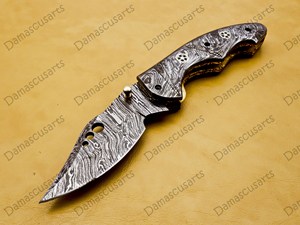 Cuchillo de Bolsillo Plegable de Acero de Damasco Hecho a Mano OEM, Hoja Afilada como una Navaja, Multifuncional, para Campismo, Caza, Supervivencia Táctica al Aire Libre - Product Image 5